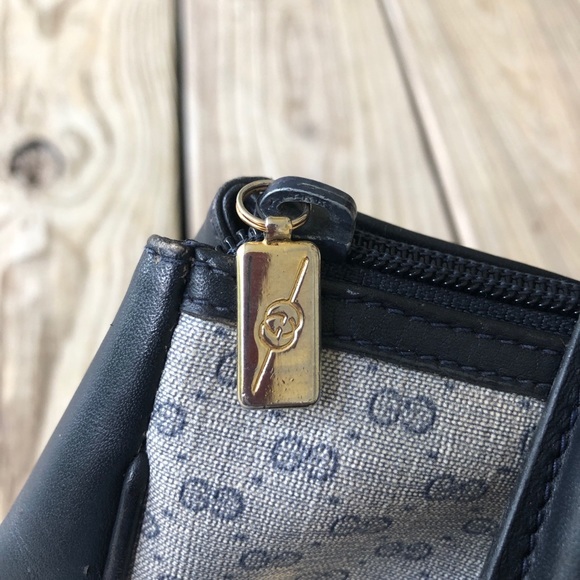 Gucci Navy Microguccissima satchel bag 1980s VTG - Picture 3 of 16